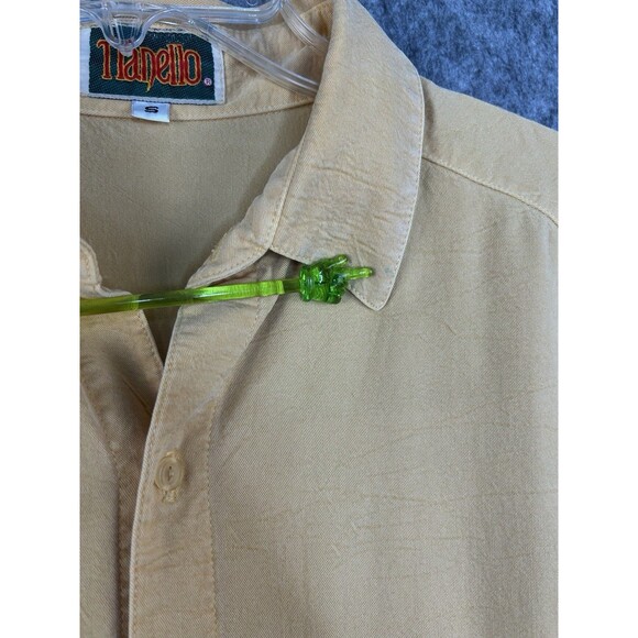 Vintage Tianello Shirt Mens Small Yellow Long Sleeve Tencel Soft 90s Made in USA - Picture 3 of 11